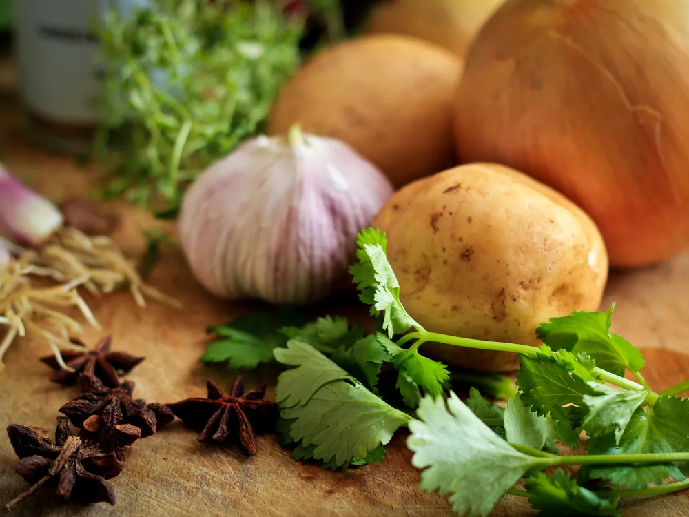 Fresh ingredients laid out on a board ready for cooking